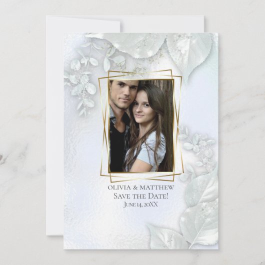 写真の保存日付 |アイスブルーきらめく 招待状 (正面)