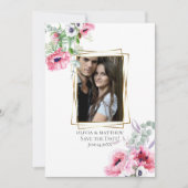 写真の保存日付 | 水彩ピンクポピー 招待状 (正面)