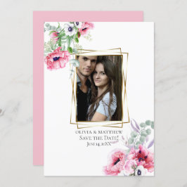 写真の保存日付 | 水彩ピンクポピー 招待状