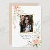 写真の保存日付 | 水彩珊瑚花 招待状 (正面/裏面)