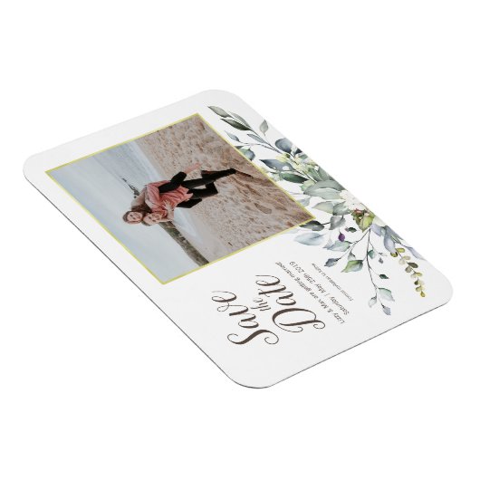 写真の保存日付 |金ゴールドフレーム水彩フローラ マグネット (右側)