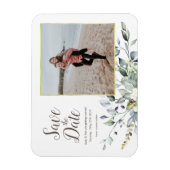 写真の保存日付 |金ゴールドフレーム水彩フローラ マグネット (縦)