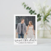 写真の保存白いボーダーが付いている日付カード セーブザデート (スタンド正面)