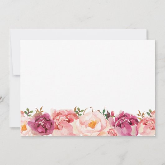 写真の保存素朴なピンクの花が付いている日付カード セーブザデート (裏面)