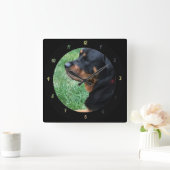 写真の個人用設定または既存の犬の写真の使用 スクエア壁時計 (ホーム)