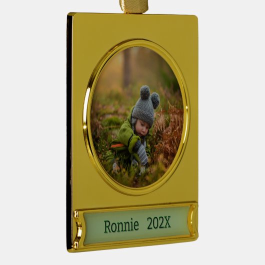 写真の個人用設定 ゴールドプレートバナーオーナメント (右)