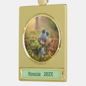 写真の個人用設定 ゴールドプレートバナーオーナメント (左)