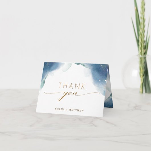 写真の内側，天水の色結婚の折り畳み サンキューカード (正面)