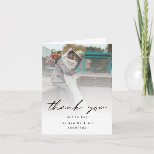 写真の写真をミニマルモダン結婚リストに追加 サンキューカード (正面)