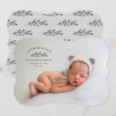 写真の分娩発表のご紹介 サンキューカード (正面/裏面)