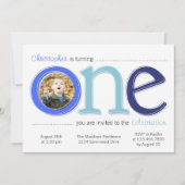 写真の切り出しのバースデー・カード-青との大きい1つ 招待状 (正面)