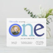 写真の切り出しのバースデー・カード-青との大きい1つ 招待状 (スタンド正面)