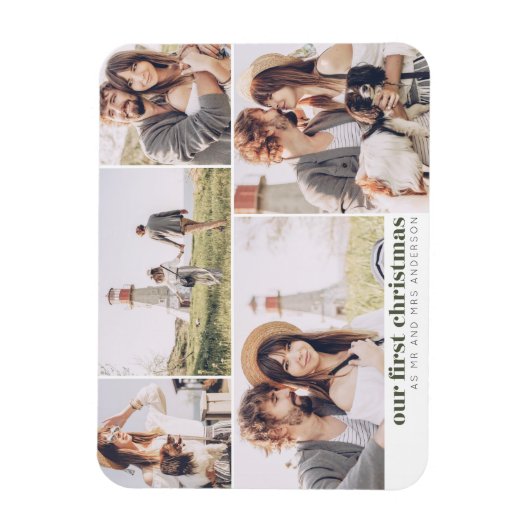写真の初めてのクリスマスとミセスとしての私たち マグネット (縦)
