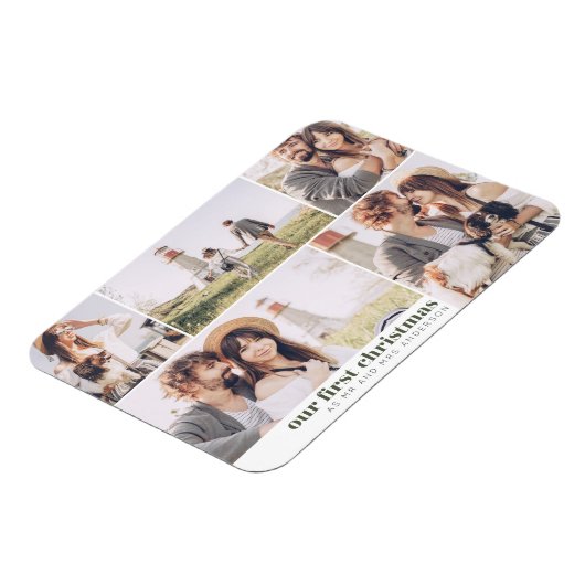 写真の初めてのクリスマスとミセスとしての私たち マグネット (左側)