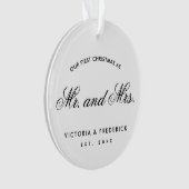 写真の初めてのクリスマスとミセスの写真の新婚 オーナメント (正面)