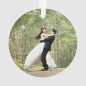 写真の初めてのクリスマスとミセスの写真の新婚 オーナメント (裏面)