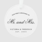 写真の初めてのクリスマスとミセスの写真の新婚 オーナメント (正面)