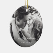 写真の初めてのクリスマスとミセスエレガントの写真 セラミックオーナメント (右)