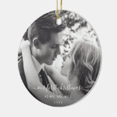 写真の初めてのクリスマスとミセスエレガントの写真 セラミックオーナメント (左)