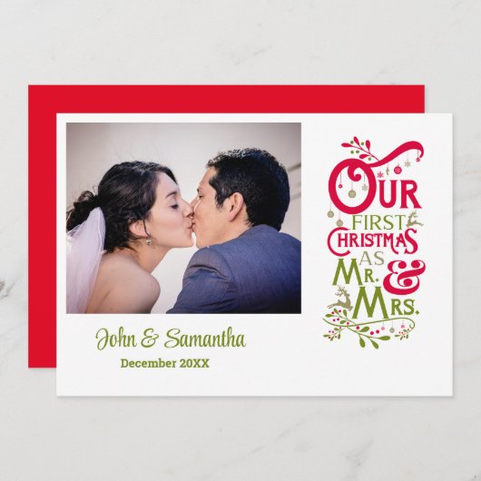 写真の初めてのクリスマス シーズンカード (正面/裏面)