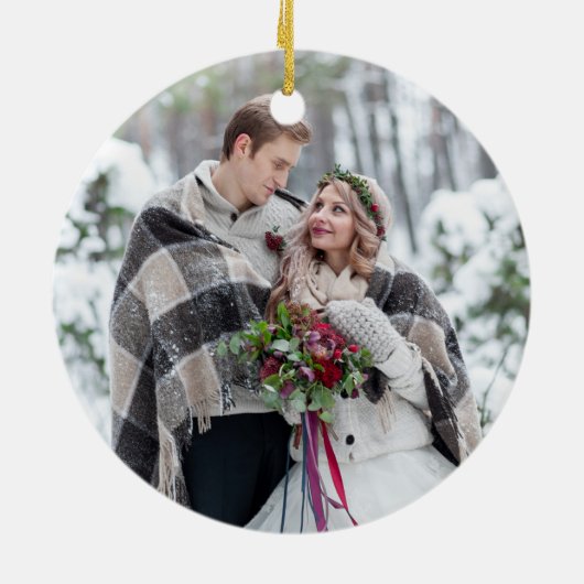 写真の初めてのクリスマス セラミックオーナメント (裏面)