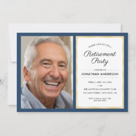 写真の削除パーティー |ネイビーブルーと金ゴールド 招待状