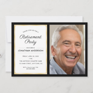 写真の削除パーティー ブラックと金ゴールド 招待状