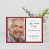 写真の削除パーティー |赤と金ゴールド 招待状 (スタンド正面)