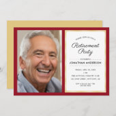 写真の削除パーティー |赤と金ゴールド 招待状 (正面/裏面)