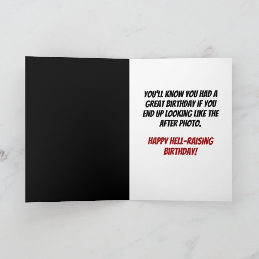 写真の前おもしろいと後のワイルドおよび熱狂するパーティー カード (内部)