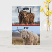 写真の前おもしろいと後のワイルドおよび熱狂するパーティー カード (黄色い花)