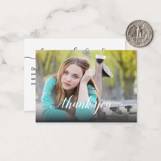 写真の卒業ありがとう小 ノートカード (正面/裏面インサイチュ)