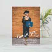 写真の卒業エレガント表サンキューカード サンキューカード (スタンド正面)