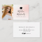 写真の卒業カスタム記号の挿入カード 名刺 (正面/裏面)