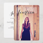 写真の卒業パーティーの高等学校の白黒 招待状 (正面/裏面)