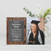 写真の卒業パーティー素朴なライト木チョーク 招待状 (スタンド正面)