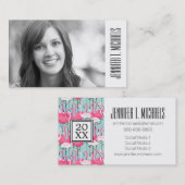 写真の卒業フラミンゴの|のピンク及び白い群集 コーリングカード (正面/裏面)