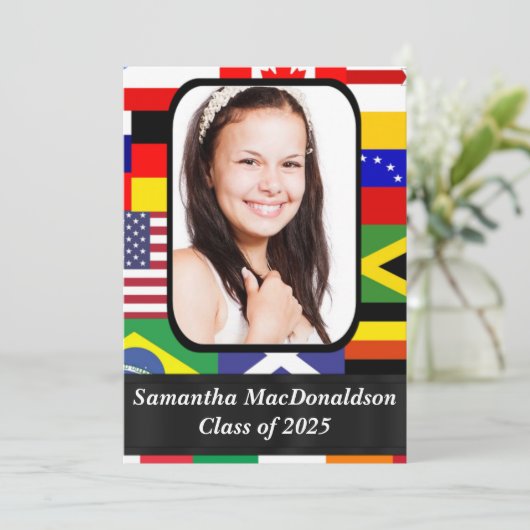 写真の卒業国際的に旗を立てる 招待状 (スタンド正面)