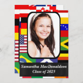 写真の卒業国際的に旗を立てる 招待状 (正面/裏面)