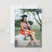 写真の卒業帽子の書道サンキューカードSm 招待状 (正面)