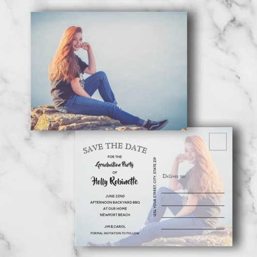 写真の卒業式の保存日付 ポストカード