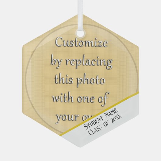 写真の卒業式の追加 ガラスオーナメント (正面)