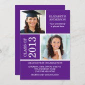 写真の卒業招待状~クラシーな紫と白 招待状 (正面/裏面)