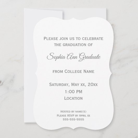 写真の卒業招待状：フェミニン 招待状 (裏面)