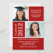 写真の卒業招待状~高級な赤と白 招待状 (正面)