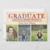 写真の卒業発表とパーティー招待状 招待状 (正面)