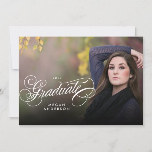 写真の卒業発表の招待状のスクリプト 案内状 (正面)