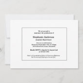 写真の卒業発表の招待状のスクリプト 案内状 (裏面)