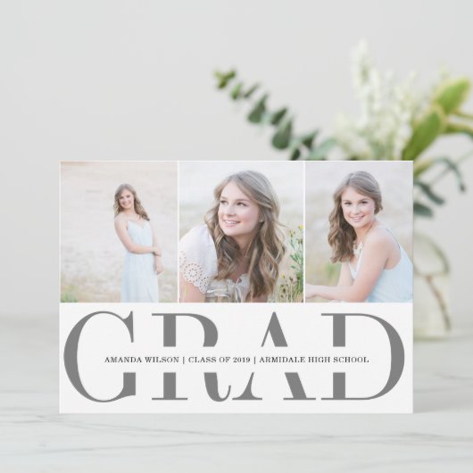 写真の卒業発表の招待状 案内状 (スタンド正面)