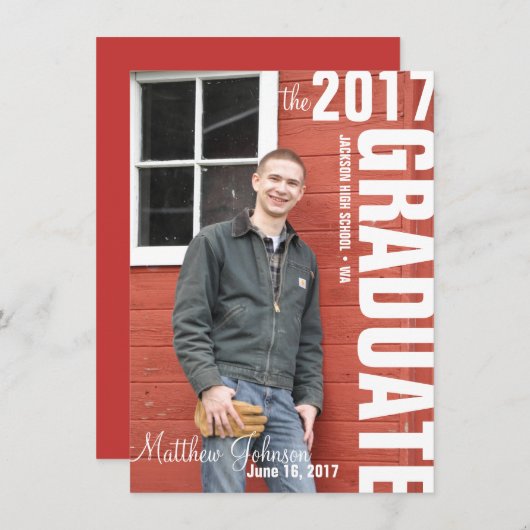 写真の卒業発表テンプレート 案内状 (正面/裏面)